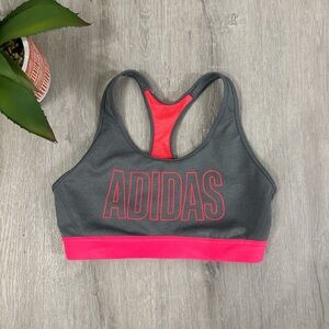 Adidas Charcoal and Neon Pink Sports Bra